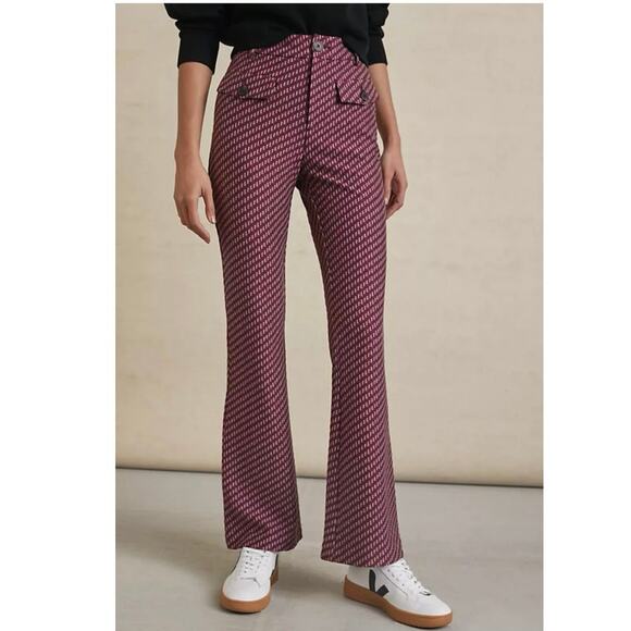 Anthropologie High Waisted Slim Flare Leg Pants Mahogany Women's Size 2 - Picture 2 of 7